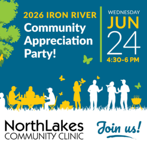 2026 Iron River Community Appreciation Party! Wednesday, June 24, 4:30 - 6 PM. Everyone is welcome to celebrate.