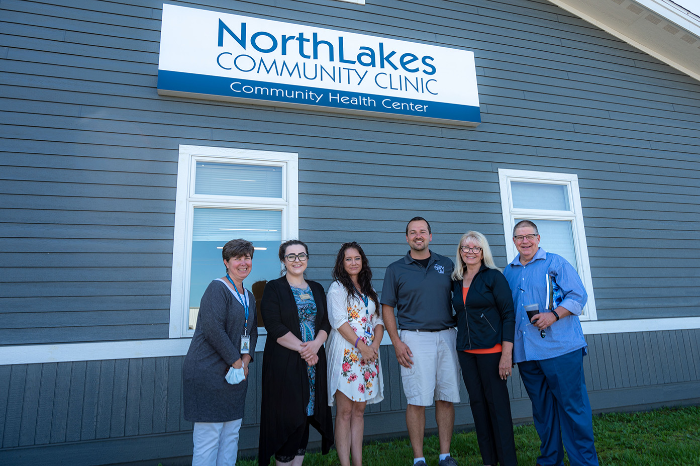 Reba Rice, NorthLakes Community Clinic CEO, Anna Ringstad, Senator Tammy Baldwin’s Northwestern Wisconsin Regional Representative, Kelly Martin, NorthLakes Peer Support Specialist, Romaine Quinn, State Senate Candidate, State Representative Gae Magnafici, and State Representative Dave Armstrong.